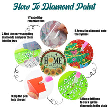 Load image into Gallery viewer, 4 PCS Wooden Diamond Painted Placemats Round Placemat with Holder (Home)
