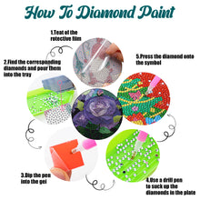 Load image into Gallery viewer, 4PCS Wooden Diamond Painted Placemat Round Placemat with Holder(Rose Bouquet #7)
