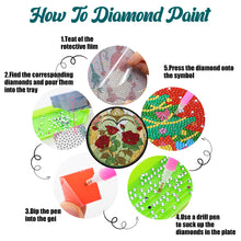 Load image into Gallery viewer, 4PCS Wooden Diamond Painted Placemat Round Placemat with Holder(Rose Bouquet #8)
