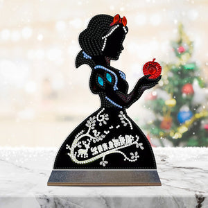 Wooden DIY Diamond Painting Tabletop Ornaments Kit (Snow White Silhouette)