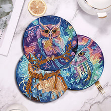 Load image into Gallery viewer, 4 PCS Acrylic Diamond Painted Placemats Tableware Mat with Holder (Owl)
