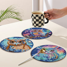 Load image into Gallery viewer, 4 PCS Acrylic Diamond Painted Placemats Tableware Mat with Holder (Owl)
