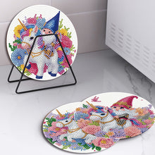 Load image into Gallery viewer, 4 PCS Acrylic Diamond Painted Placemats Tableware Mat with Holder(Unicorn Gnome)
