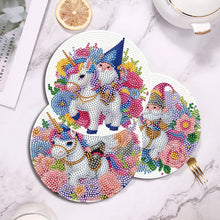 Load image into Gallery viewer, 4 PCS Acrylic Diamond Painted Placemats Tableware Mat with Holder(Unicorn Gnome)
