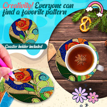Load image into Gallery viewer, 8 PCS Wooden Diamond Painting Coasters Kits with Holder for Adult Kid (Flower)
