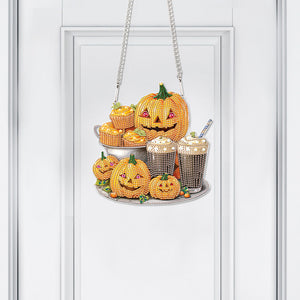 Acrylic Pumpkin Afternoon Tea Single-Sided DIY Diamond Painting Hanging Pendant