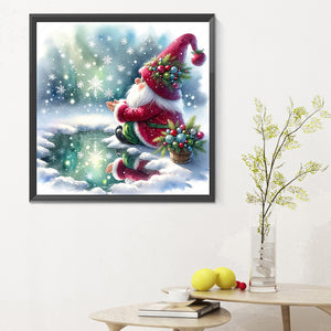 Goblin And Snowy Night 30*30CM (canvas) Full Round Drill Diamond Painting