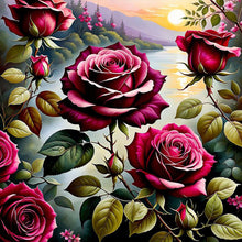 Load image into Gallery viewer, Roses By The Lake 30*30CM (canvas) Full Round Drill Diamond Painting
