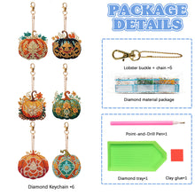 Load image into Gallery viewer, 6 PCS Double Sided Diamond Painting Art Keychain Full Drill Keyring (Pumpkin)
