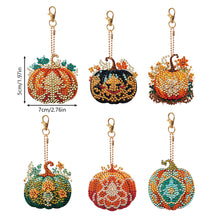 Load image into Gallery viewer, 6 PCS Double Sided Diamond Painting Art Keychain Full Drill Keyring (Pumpkin)
