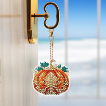 Load image into Gallery viewer, 6 PCS Double Sided Diamond Painting Art Keychain Full Drill Keyring (Pumpkin)
