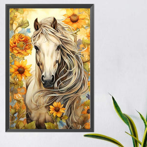 Sunflower Horse 40*60CM (canvas) Full AB Round Drill Diamond Painting