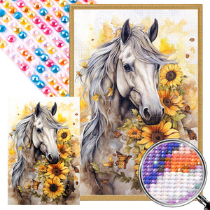 Sunflower Horse 40*60CM (canvas) Full AB Round Drill Diamond Painting