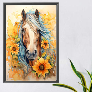 Sunflower Horse 40*60CM (canvas) Full AB Round Drill Diamond Painting