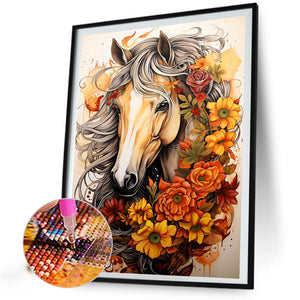 Sunflower Horse 40*60CM (canvas) Full AB Round Drill Diamond Painting