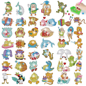 43 PCS Diamond Painting Sticker Gem Sticker for Boy Gift (Dolphin Duck Pig)