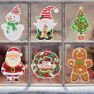 6 PCS Christmas Diamonds Painting Stickers Kit for Boy Girls Gift (Santa Wreath)