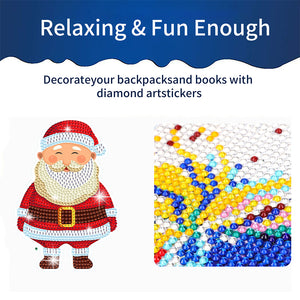 6 PCS Christmas Diamonds Painting Stickers Kit for Boy Girls Gift (Santa Wreath)