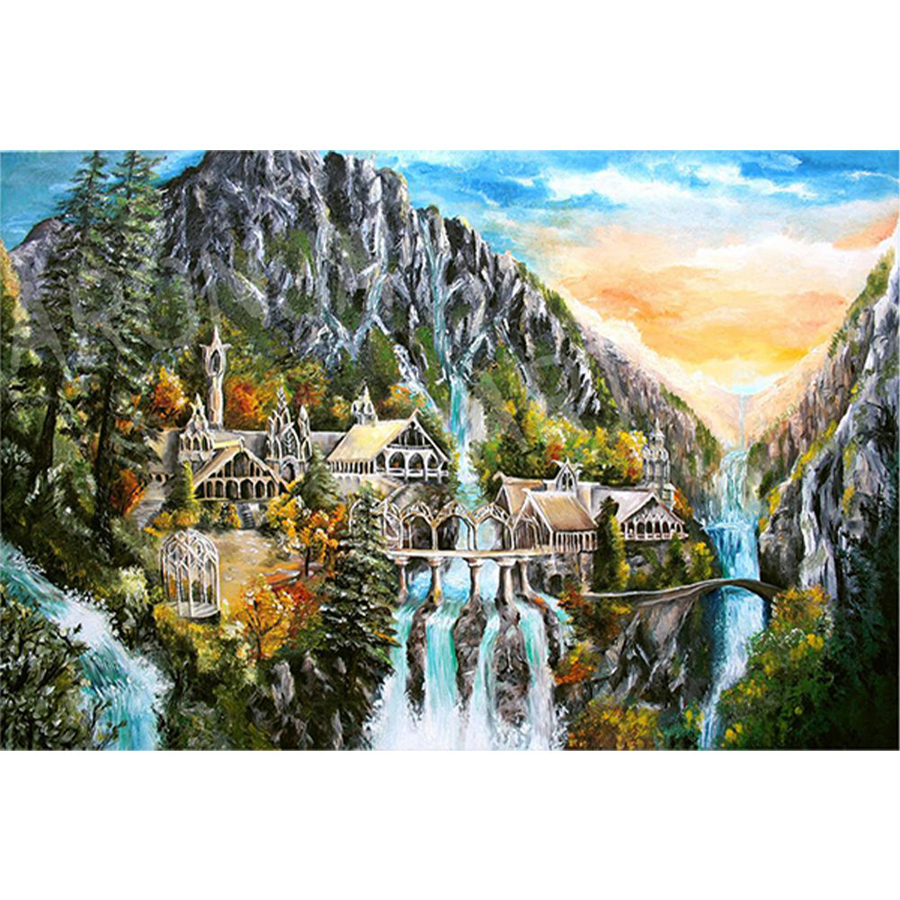 Landscape Castle 60*40CM (canvas) Full Round Drill Diamond Painting