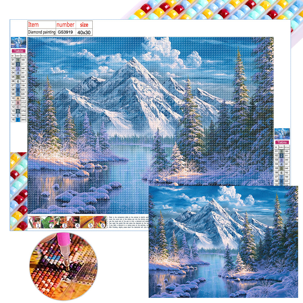 Snow Mountain Scenery 40*30CM (canvas) Full Square Drill Diamond Painting