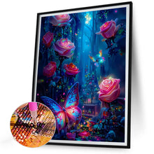 Load image into Gallery viewer, Luminous Rose Forest With Butterflies 35*45CM (canvas) Full Round Drill Diamond Painting
