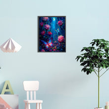 Load image into Gallery viewer, Luminous Rose Forest With Butterflies 35*45CM (canvas) Full Round Drill Diamond Painting
