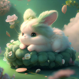 Green Bunny 30*30CM (canvas) Full Round Drill Diamond Painting