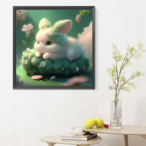 Green Bunny 30*30CM (canvas) Full Round Drill Diamond Painting