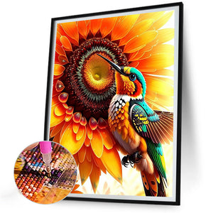 Sunflowers And Hummingbirds 30*40CM (canvas) Full Round Drill Diamond Painting