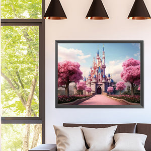 Pink Castle 40*30CM (canvas) Full Square Drill Diamond Painting