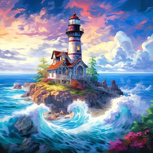 Sea Lighthouse 40*40CM (canvas) Full Round Drill Diamond Painting