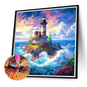 Sea Lighthouse 40*40CM (canvas) Full Round Drill Diamond Painting