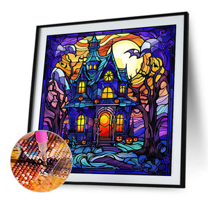 Castle Glass Painting 40*40CM (canvas) Full AB Round Drill Diamond Painting