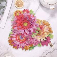 Load image into Gallery viewer, 4 PCS Wooden Diamond Painted Placemats Round Placemat with Holder (Flower)
