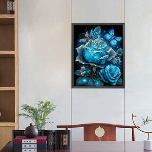 Blue Fantasy Rose 40*50CM (canvas) Full AB Round Drill Diamond Painting