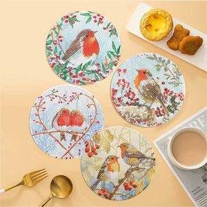 4 PCS Acrylic Lovebird Diamond Painted Placemat Thermal Insulation Placemat