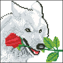 Load image into Gallery viewer, White Wolf 25x25cm(canvas) partial round drill diamond painting
