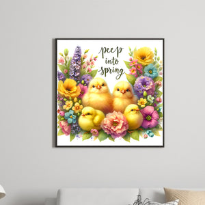 Easter Chick Bunny 30*30CM (canvas) Full Round Drill Diamond Painting