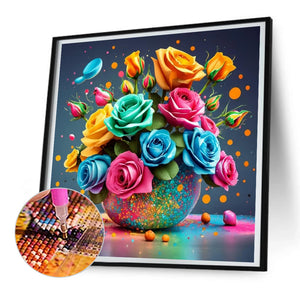 Colorful Love Roses 30*30CM (canvas) Full Round Drill Diamond Painting