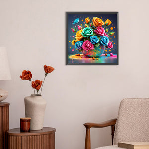 Colorful Love Roses 30*30CM (canvas) Full Round Drill Diamond Painting