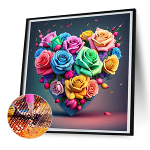 Colorful Love Roses 30*30CM (canvas) Full Round Drill Diamond Painting