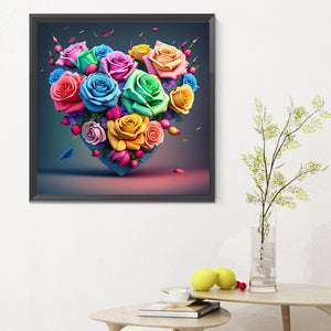 Colorful Love Roses 30*30CM (canvas) Full Round Drill Diamond Painting