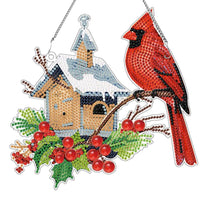 Load image into Gallery viewer, Acrylic Single-Sided DIY Diamond Painting Hanging Pendant (Bird House Cardinal)
