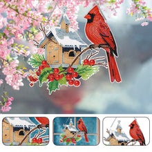 Load image into Gallery viewer, Acrylic Single-Sided DIY Diamond Painting Hanging Pendant (Bird House Cardinal)
