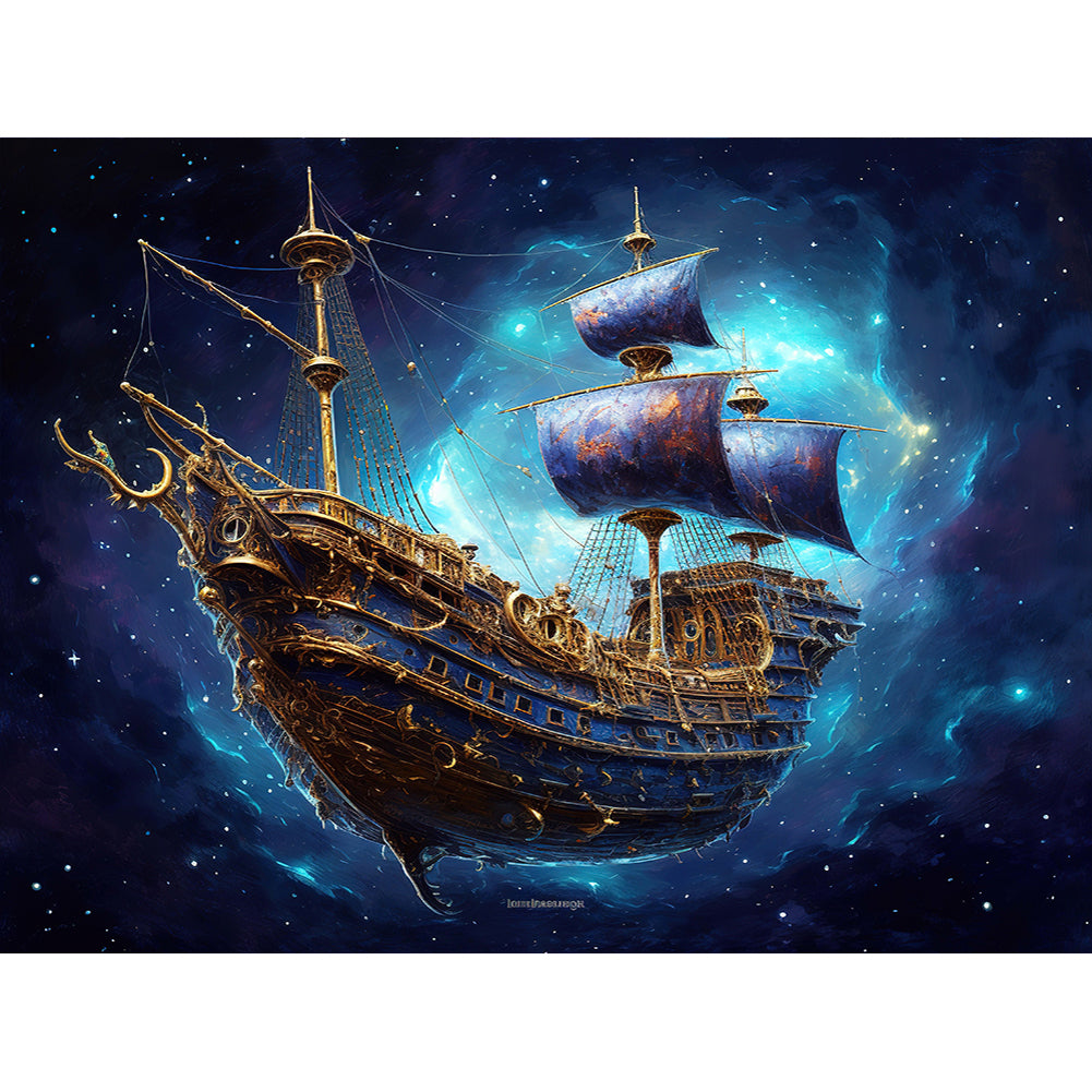 Sea Sailing Boat 40*30CM (canvas) Full Round Drill Diamond Painting