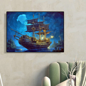 Sea Sailing Boat 40*30CM (canvas) Full Round Drill Diamond Painting