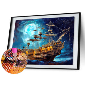 Sea Sailing Boat 40*30CM (canvas) Full Round Drill Diamond Painting