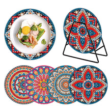 Load image into Gallery viewer, 4 PCS Acrylic Mandala Diamond Painted Placemats Round Placemat with Holder
