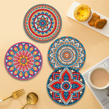 Load image into Gallery viewer, 4 PCS Acrylic Mandala Diamond Painted Placemats Round Placemat with Holder
