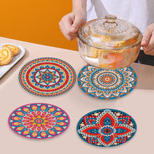 Load image into Gallery viewer, 4 PCS Acrylic Mandala Diamond Painted Placemats Round Placemat with Holder
